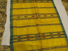Antique Silk Ikat Textile Tapestry Shawl  Skirt 36" x 180" handmade Yellow