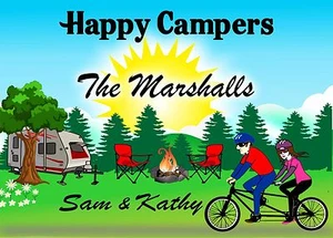 Camping Sign- HAPPY CAMPERS WITH BIKES - Imagen 1 de 1