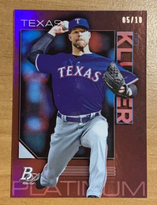 2020 年 Bowman 白金 Corey Kluber 红色反光镜 SSP #05/10 德州游骑兵队 — 第 1/3 张图片