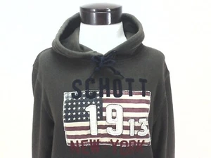 SCHOTT Bros Inc Hoodie Sweatshirt Green USA Flag New York Logo Women's L RARE - Picture 1 of 8