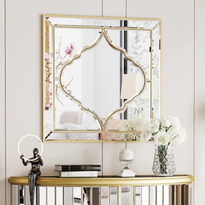 Wandspiegel Antik Gold Deko Spiegel Hängespiegel schick Flurspiegel Wohnzimmer - Bild 1 von 4