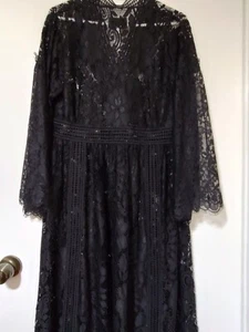 Johnny Was XS Blk Lace Whimsigoth Dress Witchygoth Fairygoth Romantic Fließend - Bild 1 von 14