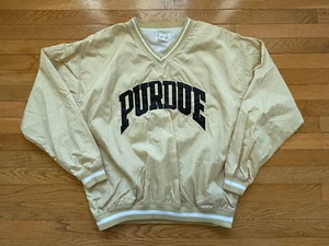 Vintage Purdue Pullover Windbreaker Jacket Mens sz L Gold Boilermakers NCAA - Picture 1 of 4
