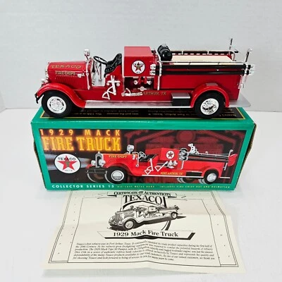 Ertl 1929 Mack Fire Truck Texaco Die Cast Metal Bank w/ Dalmatian 15 In Series - Image 1 of 4