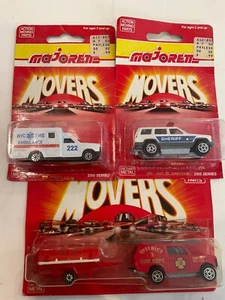 Lot of 3 Rescue Emergency Police/Fire Diecast Vehicles Majorette Toy New on Card - Picture 1 of 1