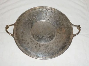 Vintage W.B. Mfg Co. Silver-Tone Metal Handled Tray, Tapestry Pattern, Florals - Picture 1 of 11