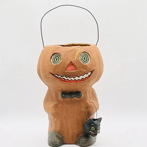 Bruce Elsass by Bethany Lowe Bowtie Jack Bucket Paper Mache Folk Art Halloween - Picture 1 of 10