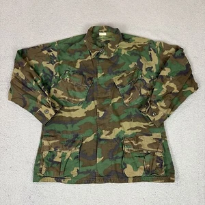 Vintage US Military Poplin Class 2 Coat Camo Slant Pocket Wind Resistant M-Short - Picture 1 of 14