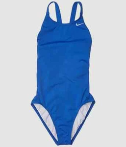 $58 Nike Kid's Girl's Blue Racerback One-Piece Swimsuit Swimwear Size Medium - Picture 1 of 2