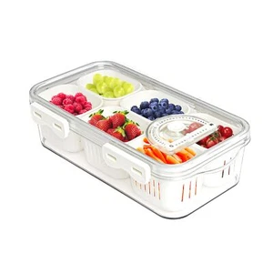 Freezer Storage Bins Pantry Divided Food Serving Tray With Lids Stackable - Picture 1 of 6