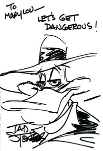 RARE! “Darkwing Duck” Tad Stones Hand Signed 5.5X8.5 Original Drawing - Picture 1 of 1