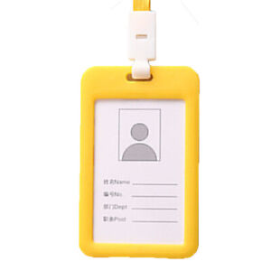 Double-Sided Plastic ID Card Holder Work Badge Wallet Neck Strap Lanyard