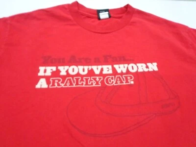 ESPN Red  Graphic T-SHIRT - Size Large  FAN  If You've Ever Worn Rally cap  FLAW - Image 1 of 4