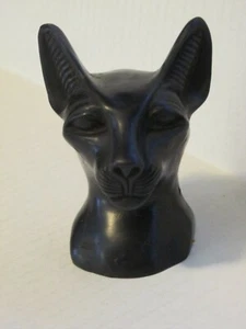 Ägyptische schwarze Katze Kopf Figur 3-3/4" groß - Bild 1 von 8