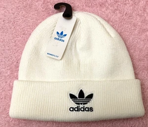 Adidas Originales Gorra Calavera Gorro Blanco Negro Talla Única Trifolio Mujer Ajuste Nuevo con Etiquetas - Imagen 1 de 6