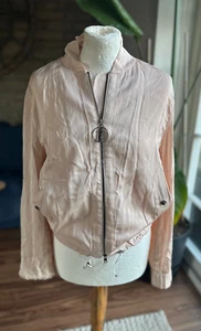 Marc Cain ...peach Long Sleeve Silky Bomber Jacket 2 Way Zip.... N1 UK10 VGC - Picture 1 of 4