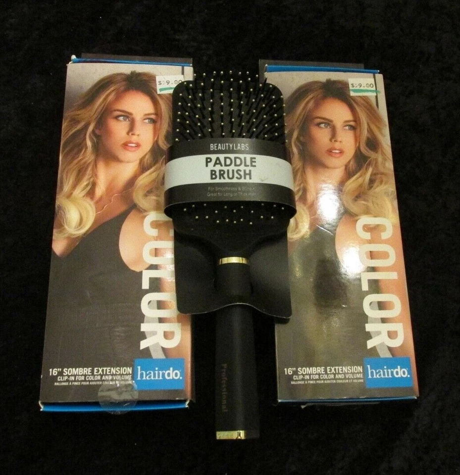 Nuevo: 2 extensiones de cabello Hairdo Ulta 16" clip "Black Cirlum Sombre" + cepillo extra Foto 1 de 4