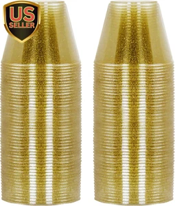 Glitter Plastic Cups Gold Glitter Disposable Cups 9 Oz 100 Pack Clear Plastic... - Picture 1 of 1