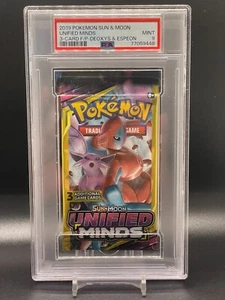 Pokemon Sun & Moon Unified Minds Deoxys and Espeon Dollar Tree 3 Card Pack PSA 9 - Picture 1 of 2