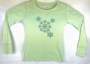 Justice Girls Youth Long Sleeve Snowflake Shirt Green SZ MD 12   - Picture 1 of 4