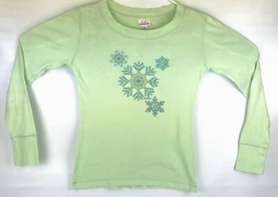 Justice Girls Youth Long Sleeve Snowflake Shirt Green SZ MD 12   - Image 1 of 4