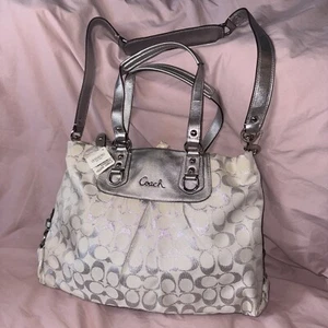 coach ashley satchel white and silver NWT - Picture 1 of 10