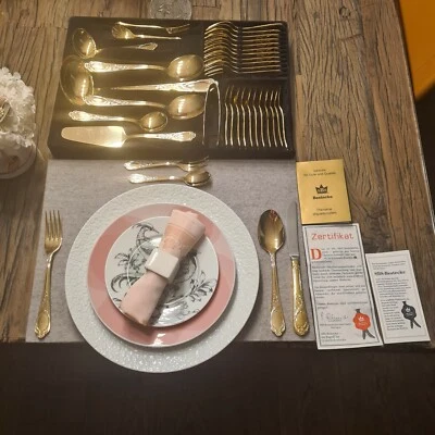 Besteckset SOLINGEN SBS 23/24 Gold plated cultery set with case 12Person - Bild 1 von 4