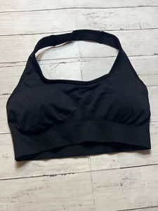 NUEVO Sujetador deportivo Suuksess para mujer negro liso elástico halter cobertura completa talla grande - Imagen 1 de 6