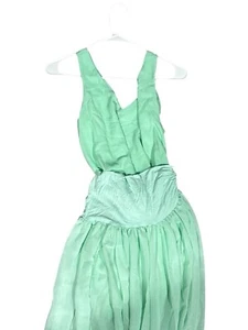 Pink Blush Light Blue Teal Lace Mesh Maternity Maxi Dress Size Small - Picture 1 of 6