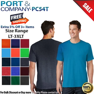 Port & Company PC54T Mens Big & Tall Short Sleeve Core Cotton Crew Neck T-Shirt - Picture 1 of 20