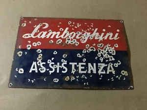 Porcelain Lamborghini Assistenza Enamel Sign Size 15" x 10" Inches - Picture 1 of 2