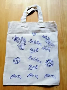 Brötchen / Brot Baumwolltasche Beutel Tasche Blaudruck klein 22 x 26 cm NEU - Bild 1 von 1