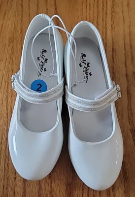 New Self Esteem Girl White Dress Shoes Mary Jane Ankle Strap Closed Toe Youth 2 - Image 1 of 4