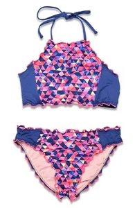 Hobie Girls Geomania Merrow High Neck Bralette Merrow Hipster Bottom Size 12 - Picture 1 of 1