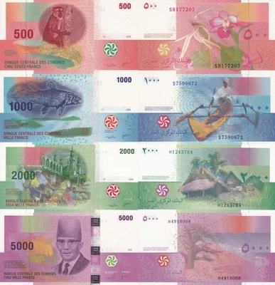 Comoros 500 1000 2000 5000 Francs 2005-2006 P 15b 16 17 18 UNC Set 4 pcs - Image 1 of 3