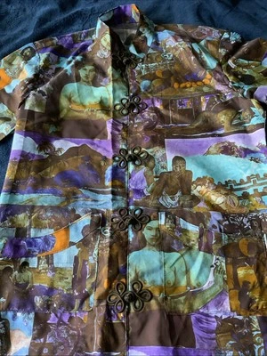 Top/blusa/camisa vintage hecha a mano Gauguin para mujer cierre rana estilo asiático Foto 1 de 4