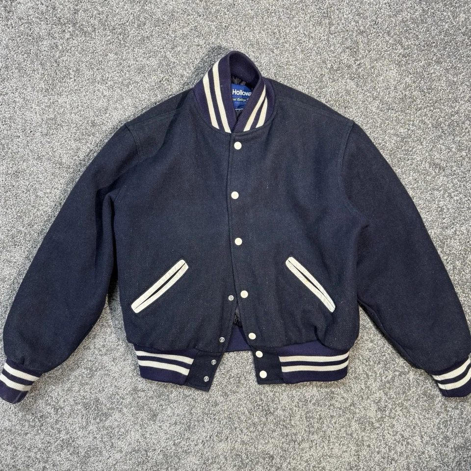 Chaqueta universitaria Holloway Original para hombre talla mediana azul marino abotonada Foto 1 de 4