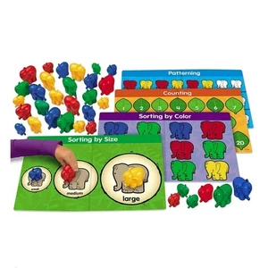 LAKESHORE Early Math Activity Center 36 elephant manipulatives - 4 MATS - FUN! - Picture 1 of 4