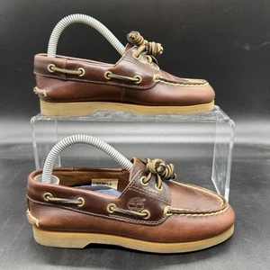 Timberland Boat Shoes Kids Size 13K Brown 2 Eye Classic Loafers - Picture 1 of 8