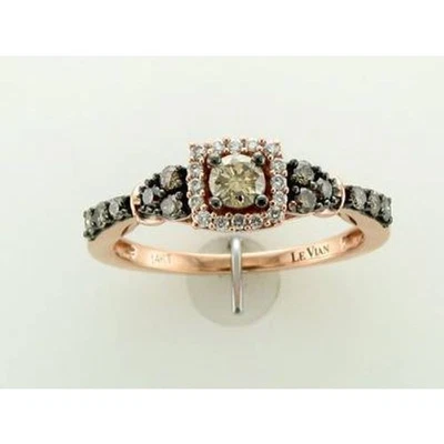 LeVian 14K Rose Gold Halo Promise Ring for Her White Chocolate Diamonds - Size 5 - Image 1 of 4