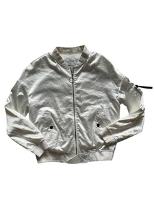 MNG Cream Satin Bomber Jacket Women’s Small Lightweight Zip Excellent Con Casual - Picture 1 of 12