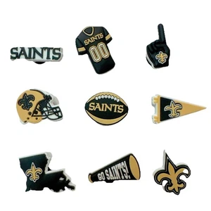 Set of 9 New Orleans Saints Football 1” inch Croc Clog Shoe Charms⚡️FAST SHIP - Picture 1 of 7