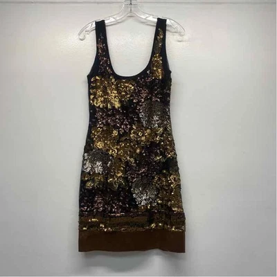 Hale Bob Size S Women's Black-Gold Sequin Sheath Dress - Image 1 of 4