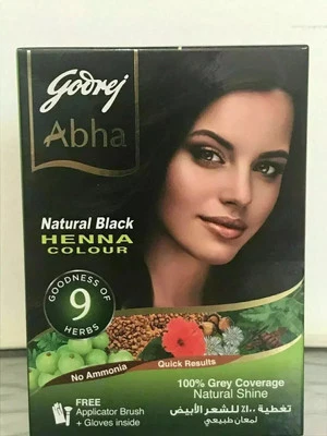 Polvo de color de cabello Godrej Abha Henna (negro natural) 60 g ENVÍO GRATUITO World Wi Foto 1 de 4