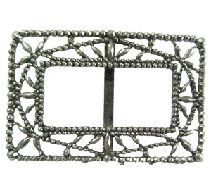 Beaded Metal Silver Tone Buckle or Sash Vintage - Picture 1 of 2