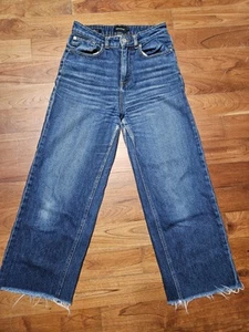 Frank and Oak Nina Wide Leg Cropped Jeans Womens 26 High Waist Raw Hem - Picture 1 of 19