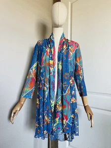 MULTIPLES Netzjacke Cardigan Damen M vorne offen abstrakt Blumenstickerei NEU - Bild 1 von 18