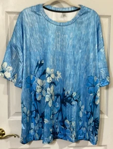 Ladies Blue Short Sleeve Pullover Shirt NWOT Size 4xl - Picture 1 of 5
