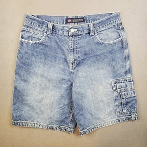 VTG Faded Glory Shorts Mens 36 Baggy Cargo Skate Blue Jean Jorts 10" Y2K - Picture 1 of 9