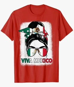 Viva Mexiko Damen mexikanische Flagge Unabhängigkeitstag lustige Grafik TShirt Medium Top - Bild 1 von 3